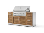NewAge Outdoor Kitchens Outdoor Grill Island Stainless-Steel Louvered Doors 6-Piece Cabinet Set with 3 Drawers, Grill Cabinet, Platinum Grill and Dekton in Aeris Countertops - (Liquid Propane) | Garage Giant 