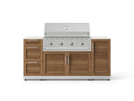 NewAge Outdoor Kitchens Outdoor Grill Island Stainless-Steel Louvered Doors 6-Piece Cabinet Set with 1 Door, 3 Drawer, Grill Cabinet, Performance Grill and Dekton in Aeris Countertops - (Liquid Propane) 