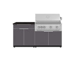 NewAge Outdoor Kitchens Aluminum 4-Piece Cabinet Set with Bar, Grill Cabinet, Platinum Grill, and Countertop-71693-Garage Giant 