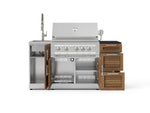NewAge Outdoor Kitchens Outdoor Grill Island Stainless-Steel Louvered 5-Piece Cabinet Set with Sink, 3 Drawer, Grill Cabinet, Platinum Grill and Stainless Steel Countertop - (Natural Gas) 