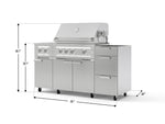 NewAge Outdoor Kitchens Outdoor Grill Island Stainless-Steel 5-Piece Cabinet Set with Casters and 3-Drawer, Grill Cabinet, Dual Side Burner and Platinum Grill - (Liquid Propane) 