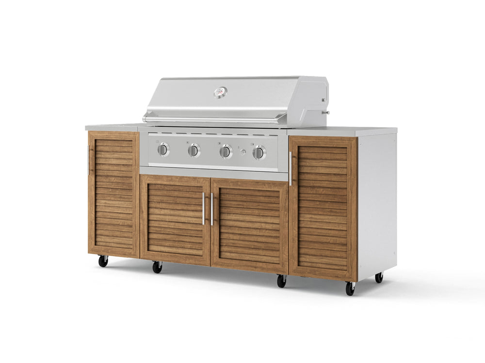 NewAge Outdoor Kitchens Outdoor Grill Island Stainless-Steel Louvered Doors 6-Piece Cabinet Set with Casters and 1 Door, Grill Cabinet, Performance Grill, Countertops-74904-Garage Giant