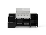 NewAge Outdoor Kitchens Outdoor Grill Island Aluminum 6-Piece Cabinet Set with Casters 1 Door, 3 Drawer, Grill Cabinet, Performance Grill and Dekton in Aeris Countertops - (Liquid Propane) 