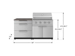 NewAge Outdoor Kitchens Stainless-Steel 4-Piece Cabinet Set with 3 Drawer, Grill Cabinet, Performance Grill, and Countertop-71659-Garage Giant 