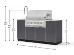 NewAge Outdoor Kitchens Outdoor Grill Island Aluminum 5-Piece Cabinet Set with Sink, 1 Door, Grill Cabinet, Platinum Grill and Stainless Steel Countertop - (Liquid Propane) 
