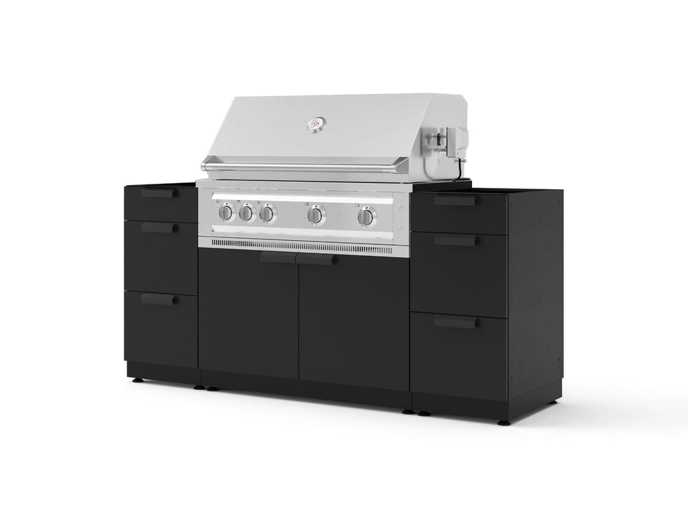 NewAge Outdoor Kitchens Outdoor Grill Island Stainless-Steel 5-Piece Cabinet Set with 3 Drawers, Grill Cabinet and Platinum Grill - (Liquid Propane) | Garage Giant