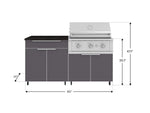 NewAge Outdoor Kitchens Aluminum 4-Piece Cabinet Set with Casters and Bar, Grill Cabinet, Performance Grill, and Countertop-72234-Garage Giant 