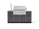 NewAge Outdoor Kitchens Outdoor Grill Island Aluminum 5-Piece Cabinet Set with Sink, 3 Drawer, Grill Cabinet, Platinum Grill and Stainless Steel Countertop - (Natural Gas) 