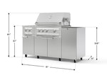 NewAge Outdoor Kitchens Outdoor Grill Island Stainless-Steel 5-Piece Cabinet Set with Casters and 1-Door, Grill Cabinet, Dual Side Burner and Platinum Grill - (Liquid Propane) 