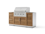 NewAge Outdoor Kitchens Outdoor Grill Island Stainless-Steel Louvered Doors 5-Piece Cabinet Set with 1 Door, 3 Drawer, Grill Cabinet and Performance Grill - (Natural Gas) | Garage Giant 