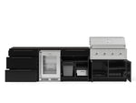 NewAge Outdoor Kitchens Aluminum 7-Piece Cabinet Set with 3-Drawer, Bar, Grill Cabinet, Performance Grill, Countertops and Glass Door Fridge-73580-Garage Giant 