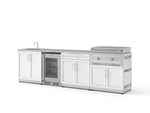 NewAge Outdoor Kitchens Stainless Stee Louvered Door 6-Piece Cabinet Set with Sink, Bar, Grill Cabinet, Platinum Griddle, Countertop and Glass Door Fridge-75127-Garage Giant 