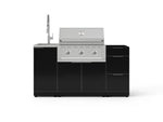 NewAge Outdoor Kitchens Outdoor Grill Island Aluminum 5-Piece Cabinet Set with Sink, 3 Drawer, Grill Cabinet, Performance Grill and Stainless Steel Countertop - (Natural Gas)-92848-Garage Giant 
