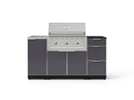 NewAge Outdoor Kitchens Outdoor Grill Island Aluminum 5-Piece Cabinet Set with Sink, 3 Drawer, Grill Cabinet, Performance Grill and Stainless Steel Countertop - (Liquid Propane) 