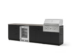 NewAge Outdoor Kitchens Stainless Steel 7-Piece Cabinet Set with 3-Drawer, Bar, Grill Cabinet, Performance Grill, Countertops, and Glass Door Fridge-73674-Garage Giant 