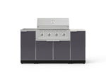 NewAge Outdoor Kitchens Outdoor Grill Island Aluminum 5-Piece Cabinet Set with Sink, 1 Door, Grill Cabinet, Performance Grill and Stainless Steel Countertop - (Liquid Propane) 
