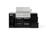 NewAge Outdoor Kitchens Outdoor Grill Island Aluminum 5-Piece Cabinet Set with Sink, 3 Drawer, Grill Cabinet, Platinum Grill and Stainless Steel Countertop 