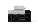 NewAge Outdoor Kitchens Outdoor Grill Island Stainless-Steel 6-Piece Cabinet Set with 1-Door, Grill Cabinet, Platinum Grill, Dual Side Burner and Dekton in Sirius Countertop - (Liquid Propane) 