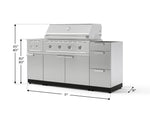 NewAge Outdoor Kitchens Outdoor Grill Island Stainless-Steel 5-Piece Cabinet Set with 3-Drawer, Grill Cabinet, Side Burner and Performance Grill - (Natural Gas) 