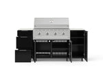 NewAge Outdoor Kitchens Outdoor Grill Island Aluminum 6-Piece Cabinet Set with Casters 1 Door, 3 Drawer, Grill Cabinet, Performance Grill and Dekton in Aeris Countertops - (Liquid Propane)-96210-Garage Giant 