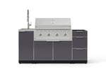 NewAge Outdoor Kitchens Outdoor Grill Island Aluminum 5-Piece Cabinet Set with Sink, 3 Drawer, Grill Cabinet, Performance Grill and Stainless Steel Countertop - (Natural Gas) 