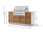 NewAge Outdoor Kitchens Outdoor Grill Island Stainless-Steel Louvered Doors 6-Piece Cabinet Set with 1 Door, 3 Drawer, Grill Cabinet, Platinum Grill and Dekton in Aeris Countertops - (Liquid Propane) 