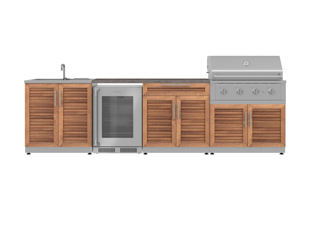 NewAge Outdoor Kitchens Stainless Steel 6-Piece Cabinet Set with Sink, Bar, Grill Cabinet, Performance Grill, Countertop and Fridge-72103-Garage Giant