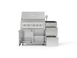 NewAge Outdoor Kitchens Outdoor Grill Island Stainless-Steel 4-Piece Cabinet Set with Casters and 3-Drawer, Grill Cabinet, Platinum Grill and Dekton in Sirius Countertop - (Liquid Propane) 