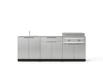 NewAge Outdoor Kitchens Stainless-Steel 5-Piece Cabinet Set with Sink, Bar, Grill Cabinet, Platinum Griddle and Countertop-74959-Garage Giant 