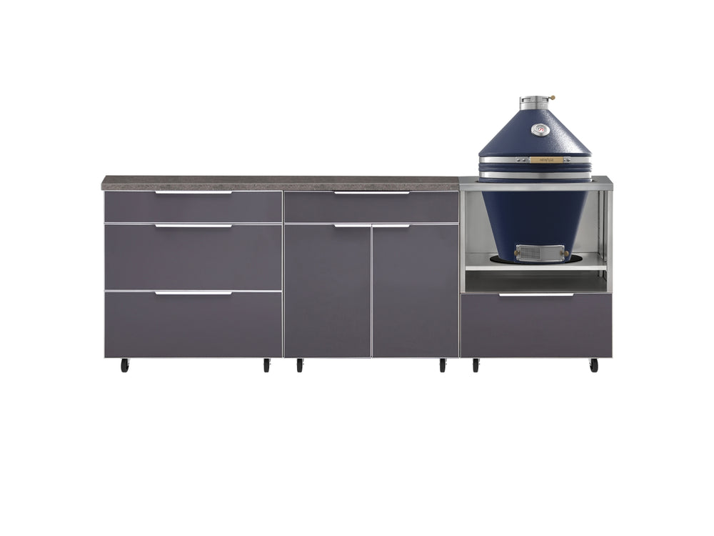 NewAge Outdoor Kitchens Aluminum 5-Piece Cabinet Set With Casters and 3 Drawer, Bar, Kamado Cabinet, Kamado, Countertop-72680-Garage Giant
