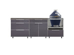 NewAge Outdoor Kitchens Aluminum 5-Piece Cabinet Set With Casters and 3 Drawer, Bar, Kamado Cabinet, Kamado, Countertop-72680-Garage Giant 