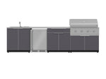 NewAge Outdoor Kitchens Aluminum 6-Piece Cabinet Set with Sink, Bar, Grill Cabinet, Performance Grill, Countertop and Fridge-66312-Garage Giant 