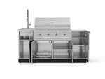 NewAge Outdoor Kitchens Outdoor Grill Island Stainless-Steel 5-Piece Cabinet Set with Sink, 1 Door, Grill Cabinet, Performance Grill and Stainless Steel Countertop - (Liquid Propane) 