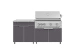 NewAge Outdoor Kitchens Aluminum 4-Piece Cabinet Set with Casters and Bar, Grill Cabinet, Platinum Grill, and Countertop-72413-Garage Giant 