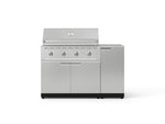 NewAge Outdoor Kitchens Outdoor Grill Island Stainless-Steel 4-Piece Cabinet Set with 1 Door, Grill Cabinet, Performance Grill and Countertop-73889-Garage Giant 