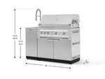 NewAge Outdoor Kitchens Outdoor Grill Island Stainless-Steel 3-Piece Cabinet Set with Sink, Grill Cabinet and Platinum Grill-75281-Garage Giant 
