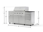 NewAge Outdoor Kitchens Outdoor Grill Island Stainless-Steel 6-Piece Cabinet Set with Casters and 3-Drawer, Grill Cabinet, Performance Grill, Side Burner and Dekton in Sirius Countertop - (Liquid Propane) 