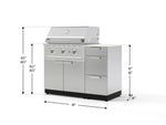 NewAge Outdoor Kitchens Outdoor Grill Island Stainless-Steel 4-Piece Cabinet Set with 3-Drawer, Grill Cabinet, Performance Grill and Dekton in Aeris Countertop - (Natural Gas)-94292-Garage Giant 