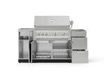 NewAge Outdoor Kitchens Outdoor Grill Island Stainless-Steel 5-Piece Cabinet Set with Sink, 3 Drawer, Grill Cabinet, Platinum Grill and Stainless Steel Countertop - (Liquid Propane) 