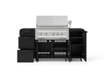 NewAge Outdoor Kitchens Outdoor Grill Island Stainless-Steel 6-Piece Cabinet Set with Casters 1 Door, 3 Drawer, Grill Cabinet, Platinum Grill and Dekton in Sirius Countertops - (Liquid Propane) 