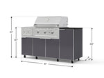 NewAge Outdoor Kitchens Outdoor Grill Island Aluminum 6-Piece Cabinet Set with Casters and 1-Door, Grill Cabinet, Performance Grill, Side Burner and Dekton in Sirius Countertop - (Liquid Propane) 
