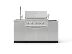 NewAge Outdoor Kitchens Outdoor Grill Island Stainless-Steel 5-Piece Cabinet Set with Sink, 1 Door, Grill Cabinet, Platinum Grill and Stainless Steel Countertop - (Liquid Propane) 