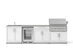 NewAge Outdoor Kitchens Stainless Steel 6-Piece Cabinet Set with Sink, Bar, Grill Cabinet, Platinum Grill, Countertop and Glass Door Fridge-71525-Garage Giant 
