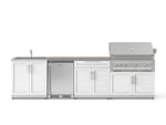 NewAge Outdoor Kitchens Stainless Steel 6-Piece Cabinet Set with Sink, Bar, Grill Cabinet, Platinum Grill, Countertop and Stainless Steel Door Fridge-73841-Garage Giant 