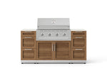 NewAge Outdoor Kitchens Outdoor Grill Island Stainless-Steel Louvered Doors 6-Piece Cabinet Set with 3 Drawers, Grill Cabinet, Performance Grill and Dekton in Aeris Countertops - (Liquid Propane) 