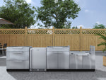 NewAge Outdoor Kitchens Stainless Steel 4-Piece Cabinet Set with 3-Drawer, Bar, Grill Cabinet and Fridge-66565-Garage Giant 