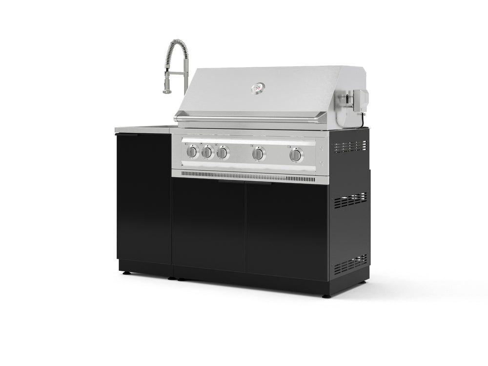 NewAge Outdoor Kitchens Outdoor Grill Island Aluminum 3-Piece Cabinet Set with Sink, Grill Cabinet, and Platinum Grill | 76341