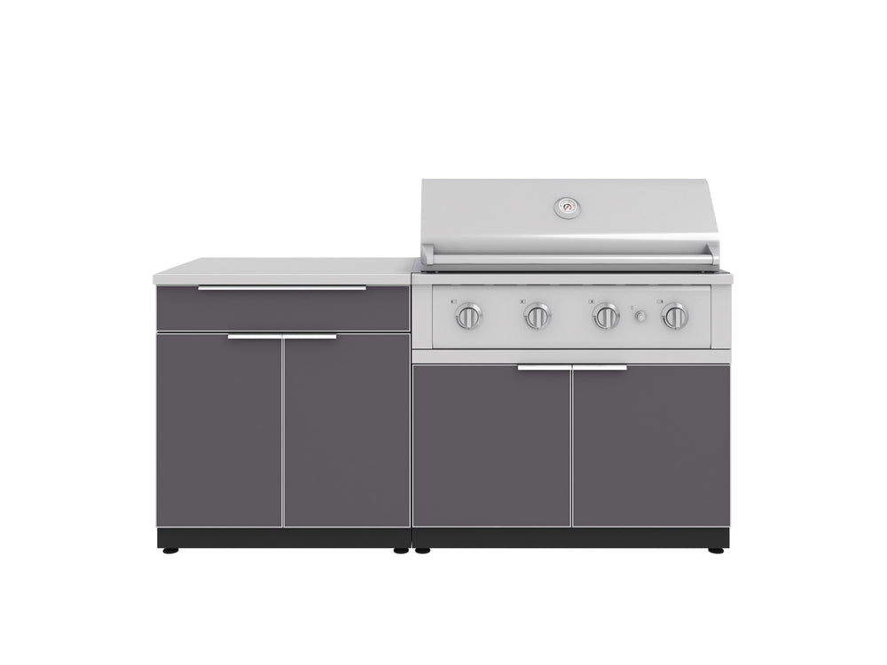 NewAge Outdoor Kitchens Aluminum 4-Piece Cabinet Set with Bar, Grill Cabinet, Performance Grill and Countertop-67377-Garage Giant