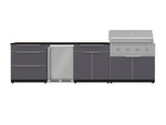 NewAge Outdoor Kitchens Aluminum 7-Piece Cabinet Set with 3-Drawer, Bar, Grill Cabinet, Performance Grill, Countertops and Fridge-71828-Garage Giant 