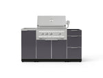 NewAge Outdoor Kitchens Outdoor Grill Island Aluminum 5-Piece Cabinet Set with Sink, 3 Drawer, Grill Cabinet, Platinum Grill and Stainless Steel Countertop - (Natural Gas) 